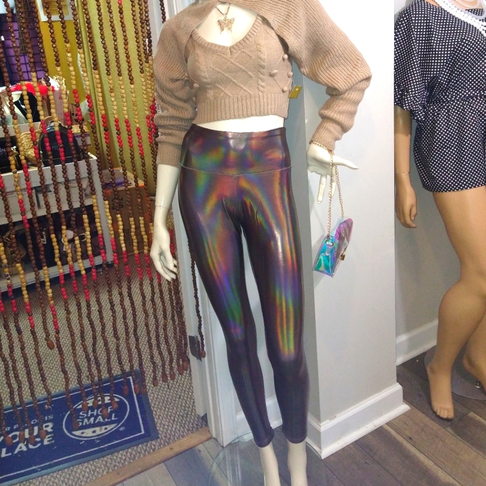 Metallic stretch leggings